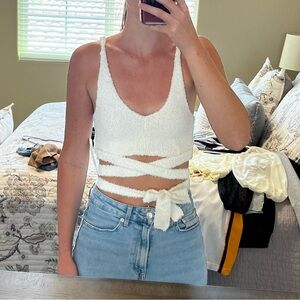 Women's White Wrap Tank Top